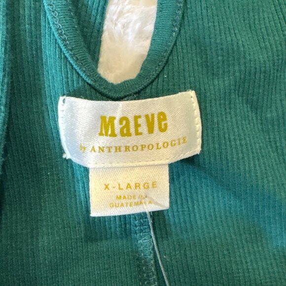 Maeve Anthropologie Twist-Back Ribbed Tank hunter green size X-Large - Picture 4 of 7